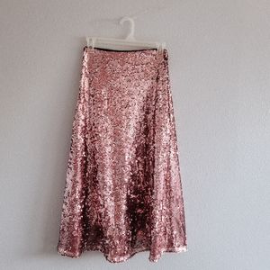 sequined  pink midi skirt H&M